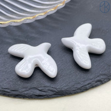 Бусина птица, керамика, цвет белый 40х30 мм