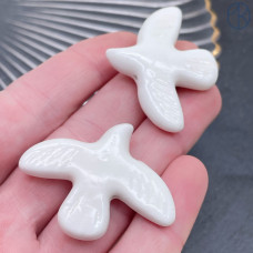 Бусина птица, керамика, цвет белый 40х30 мм