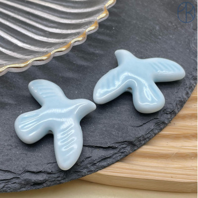 Бусина птица, керамика, цвет голубой 40х30 мм