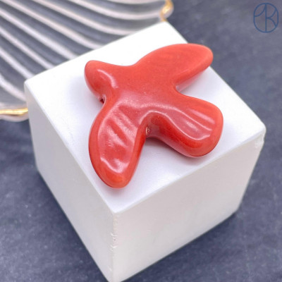 Бусина птица, керамика, цвет красно-коричневый 40х30 мм