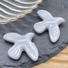 Бусина птица, керамика, цвет серый 40х30