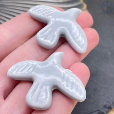 Бусина птица, керамика, цвет серый 40х30