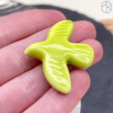 Бусина птица, керамика, цвет зеленый 40х30 мм