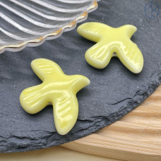 Бусина птица, керамика, цвет желтый 40х30 мм