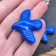 Бусина, птица синяя 32х42 мм