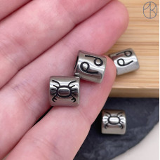 Бусина Рак сталь, цвет серебро 9 мм