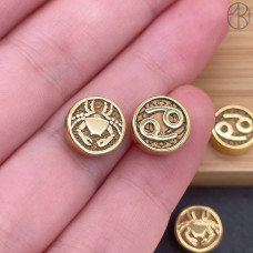 Бусина Рак сталь, цвет золото 10 мм