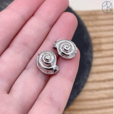 Бусина ракушка улитка, цвет серебро 14 мм