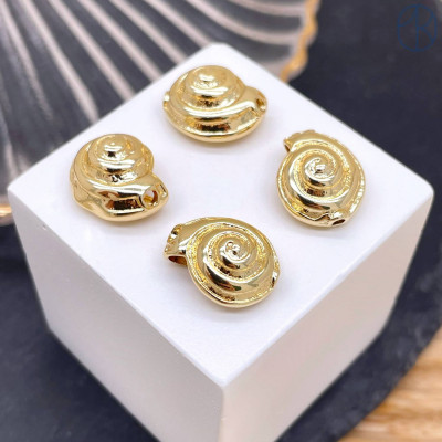 Бусина ракушка улитка, цвет золото 14 мм