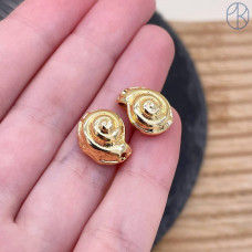 Бусина ракушка улитка, цвет золото 14 мм