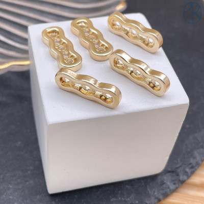 Бусина-разделитель на 3 ряда, Цвет золото, 7х19 мм 