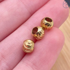 Бусина резная сталь 6 мм, цвет золото