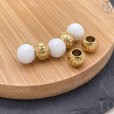 Бусина резная сталь 8 мм, цвет золото 18К Бусина резная сталь 8 мм, цвет золото 18К