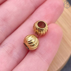 Бусина резная сталь 8 мм, цвет золото 18К Бусина резная сталь 8 мм, цвет золото 18К