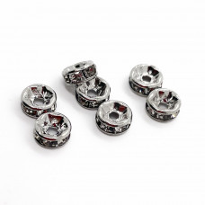 Бусина рондель циркон, цвет серебро 6х3 мм 