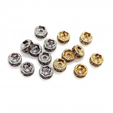 Бусина рондель циркон, цвет серебро 6х3 мм 