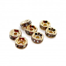 Бусина рондель циркон, цвет золото 6х3 мм