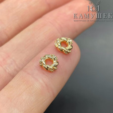 Бусина рондель цирконы, цвет золото