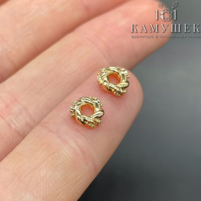 Бусина рондель цирконы, цвет золото