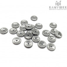 Бусина рондель, цвет серебро 7 мм 