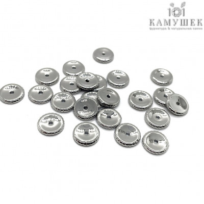 Бусина рондель, цвет серебро 7 мм 