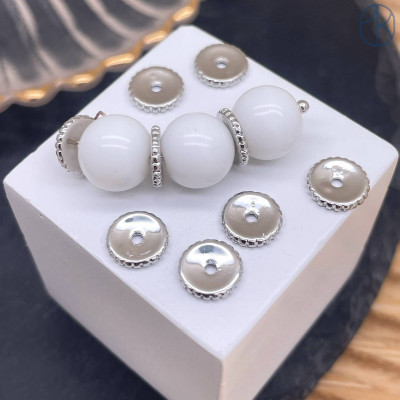 Бусина рондель, цвет серебро 8 мм 