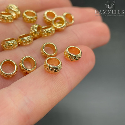 Бусина рондель, цвет золото 6х3 мм