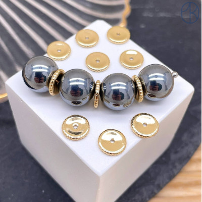 Бусина рондель, цвет золото 7 мм