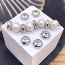 Бусина рондель огранка, цвет серебро 7 мм