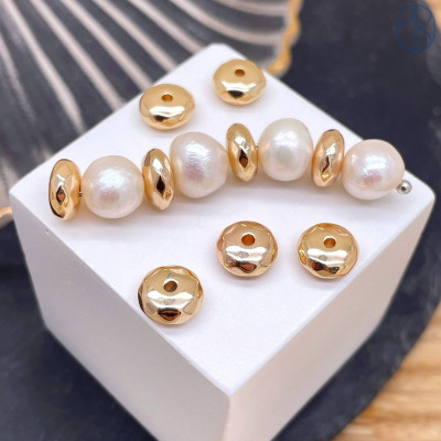 Бусина рондель огранка, цвет золото 7 мм