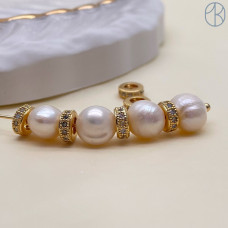 Бусина рондель с цирконами, цвет золото 6х2 мм