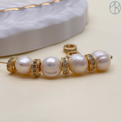 Бусина рондель с цирконами, цвет золото 6х2 мм