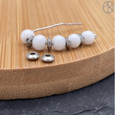 Бусина рондель сталь 4 мм уп. 6 шт., цвет серебро 