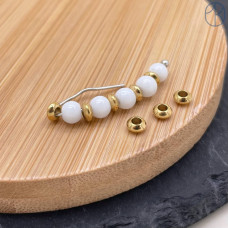 Бусина рондель сталь 4 мм уп. 6 шт., цвет золото 18К 