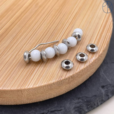 Бусина рондель сталь уп. 6 шт. 6 мм, цвет серебро