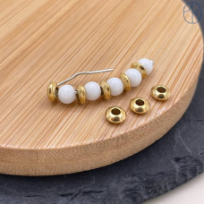 Бусина рондель сталь уп. 6 шт.6 мм, цвет золото 18К Бусина рондель сталь уп. 6 шт.6 мм, цвет золото 18К