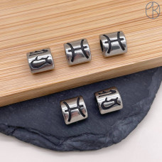 Бусина Рыбы сталь, цвет серебро 9 мм