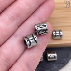 Бусина Рыбы сталь, цвет серебро 9 мм