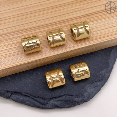 Бусина Рыбы сталь, цвет золото 9 мм