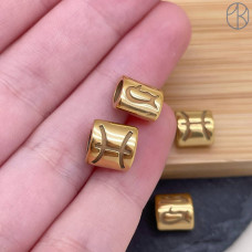 Бусина Рыбы сталь, цвет золото 9 мм