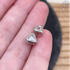Бусина сердце циркон, цвет серебро 6 мм 