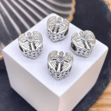 Бусина сердце, цвет серебро 12 мм