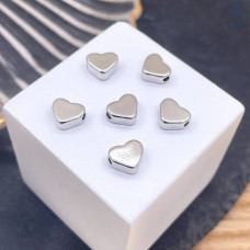 Бусина сердце, цвет серебро 7 мм 