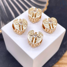 Бусина сердце, цвет золото 12 мм