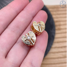 Бусина сердце, цвет золото 12 мм