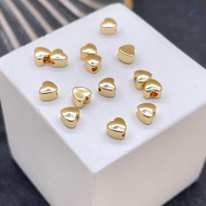 Бусина сердце, цвет золото 4х2,5 мм 