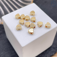 Бусина сердце, цвет золото 5 мм 