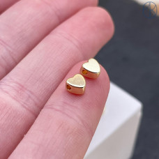 Бусина сердце, цвет золото 5 мм 