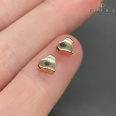 Бусина сердце, цвет золото 6 мм