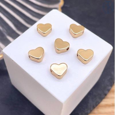 Бусина сердце, цвет золото 7 мм 